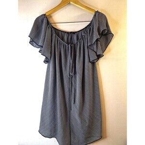 VISION USA Striped Off The Shoulder Top Women's XL Halter Strap Nautical Coastal